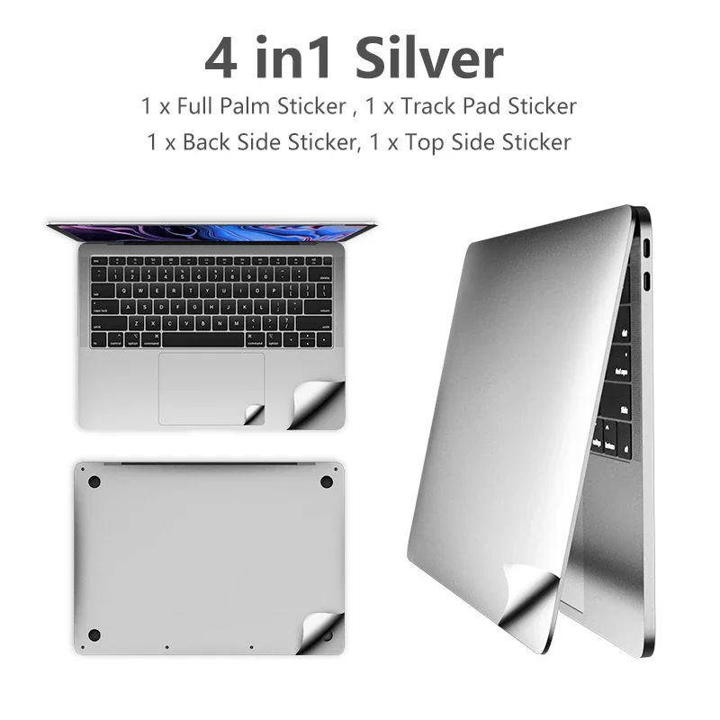 for MacBook Pro 13.3 A1278 15 A1286 with CD ROM 2009 2010 Mid 2012 Trackpad Body Guard Protective Silver Sticker Skin