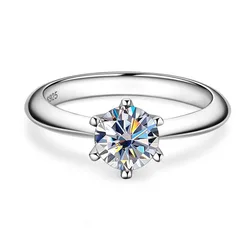 Elegant Certified Moissanite Solitaire Ring for Women - Exquisite Engagement, Promise, and Wedding Jewelry (White)