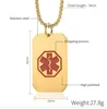 Customized DIY Medical Alert ID Necklace Dog Tag Pendant for Men Stainless Steel Matte ICE SOS Necklaces Personalized Jewelry 2