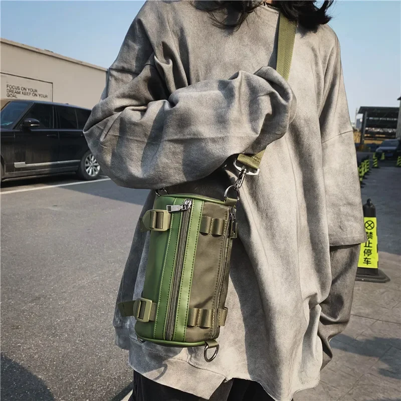 VC Cool Streetwear Barrel-shaped Shoulder Bags for Men Hip