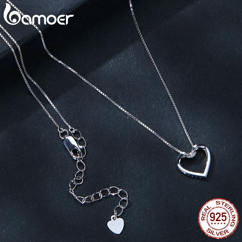 Heart Necklaces for Women D Color VVS1 Moissanite 925 Sterling Silver Minimalist Heart Pendant Necklace Engagement Jewel BAMOER moissanite pendant necklace