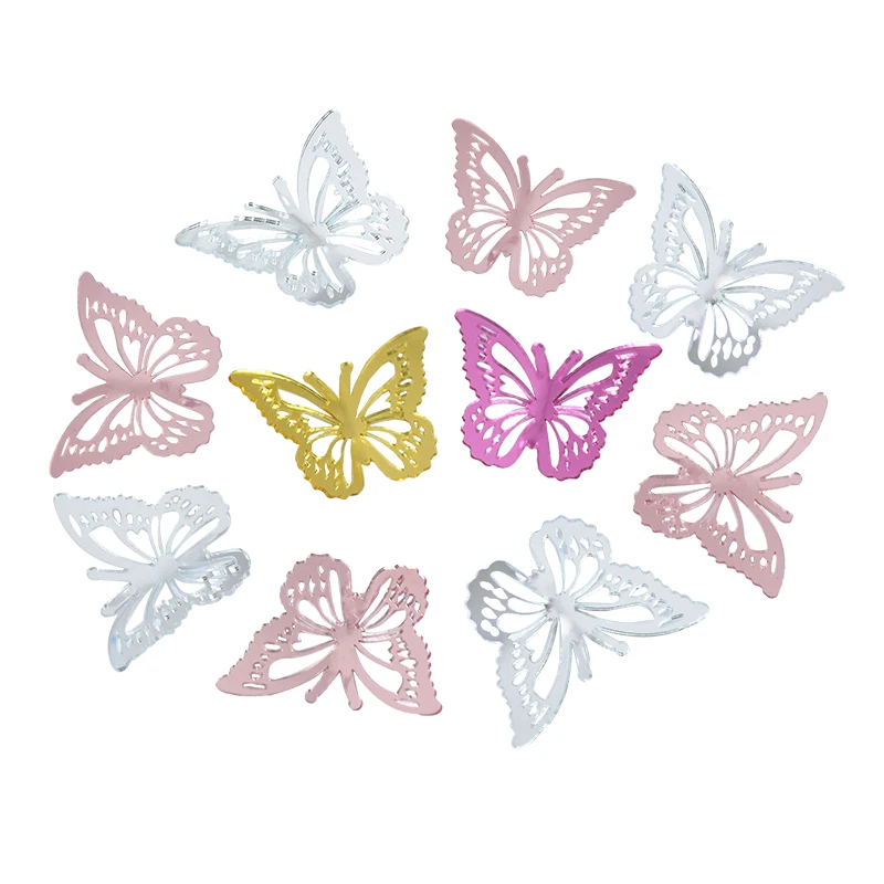 

10pcs Acrylic Gold Pink Hollow Butterfly Cake Topper Simulation Butterfly Wedding Birthday Party Decor Baking Cake Decor Supplie