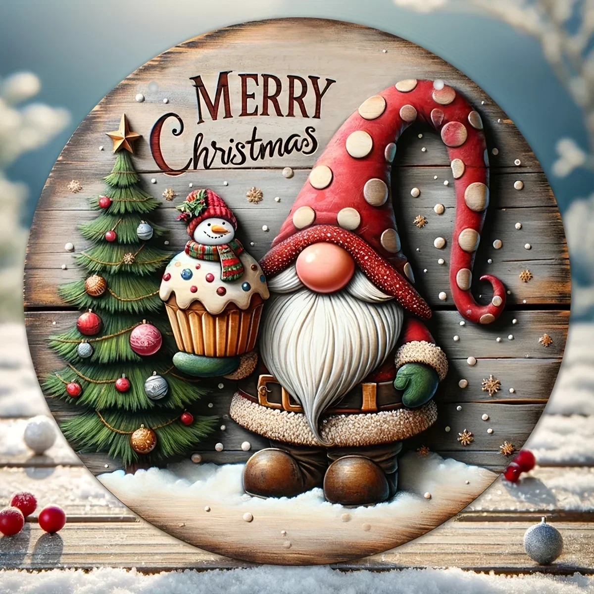 1/2Pcs Christmas Wooden Laminated sign Hanging Wooden Door Sign round Christmas tree decoration front door welcome sign pendant