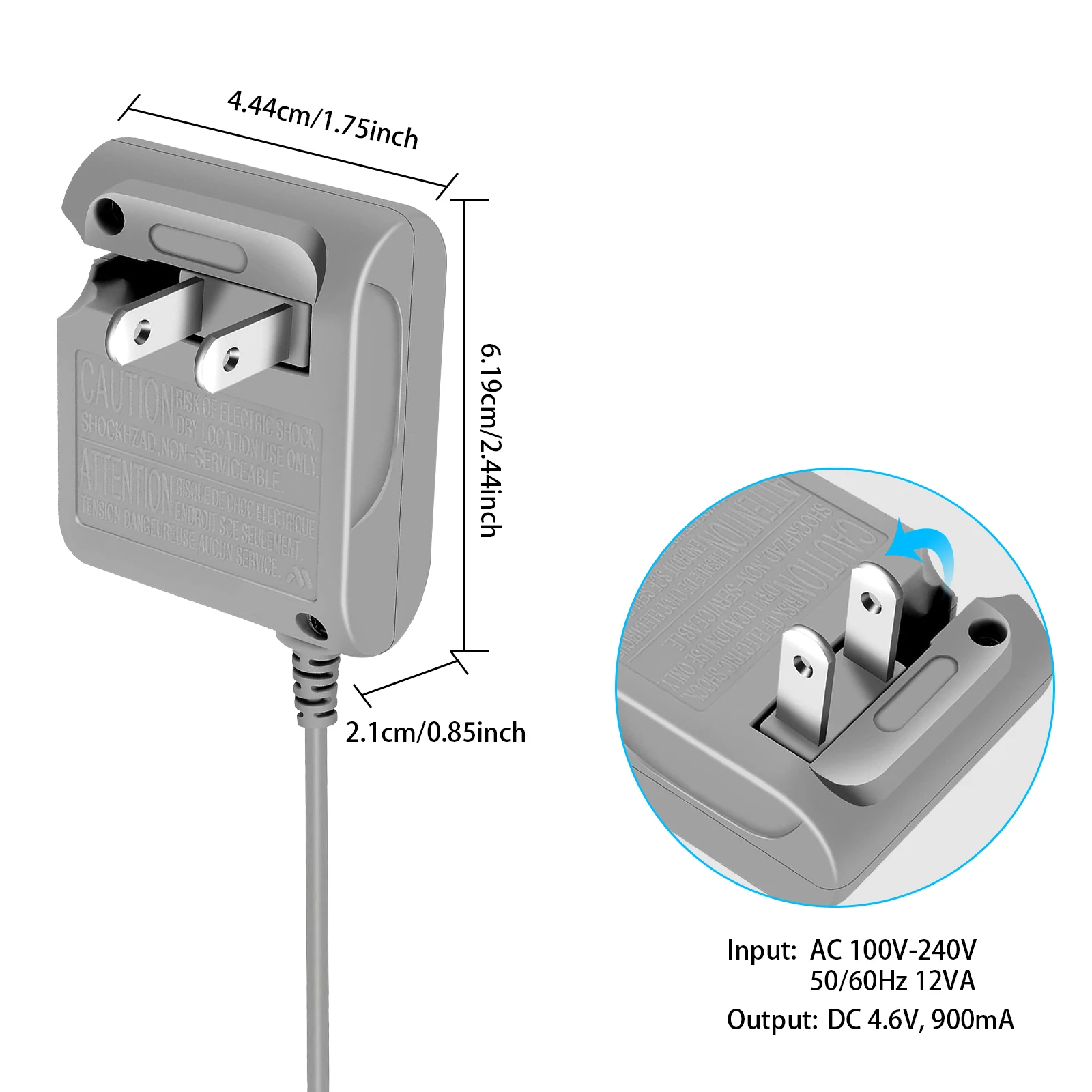 For Ndsl Charger, AC Power Supply Adapter Compatible with Nintendo Ndsl, Travel Wall Plug Adapter 4.8ft Cable(100-240v)