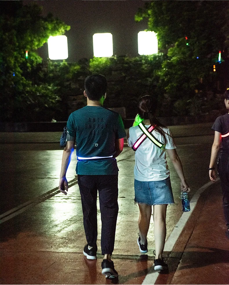 Rechargable Reflective Safty Belt LED Light High Visibility Safty Strap for Night Running Cycling Ridding Light Up