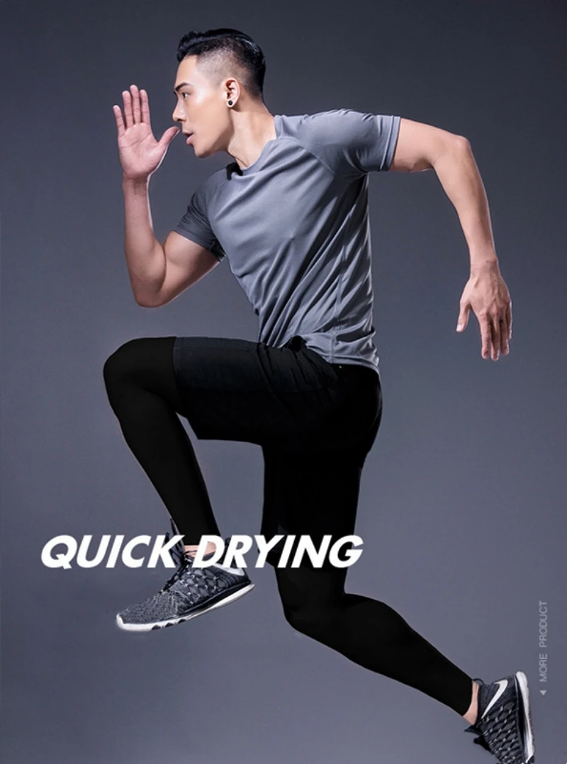 5 Stück Anzug Herren Trainings anzug Fitness studio Basketball geräte Training eng schnell trocken Morgen laufen Herbst Fitness Kleidung Sport – Detail 10