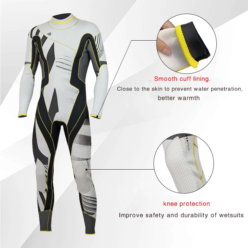 3MM Neoprene Men Wetsuit Swimming Surfing Scuba Diving Snorkeling Warm One-piece Long-sleeved Swimsuit Front Zipper Diving Suit