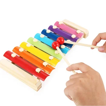 Xylophone multicolore en bois, 8 tons, instruments de musique, jouets pour bébés et enfants, accessoires de jouets 1
