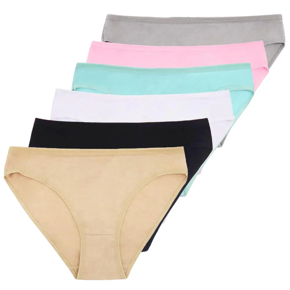 5 Pieces Women High Waist Pure Color Cotton Underwear