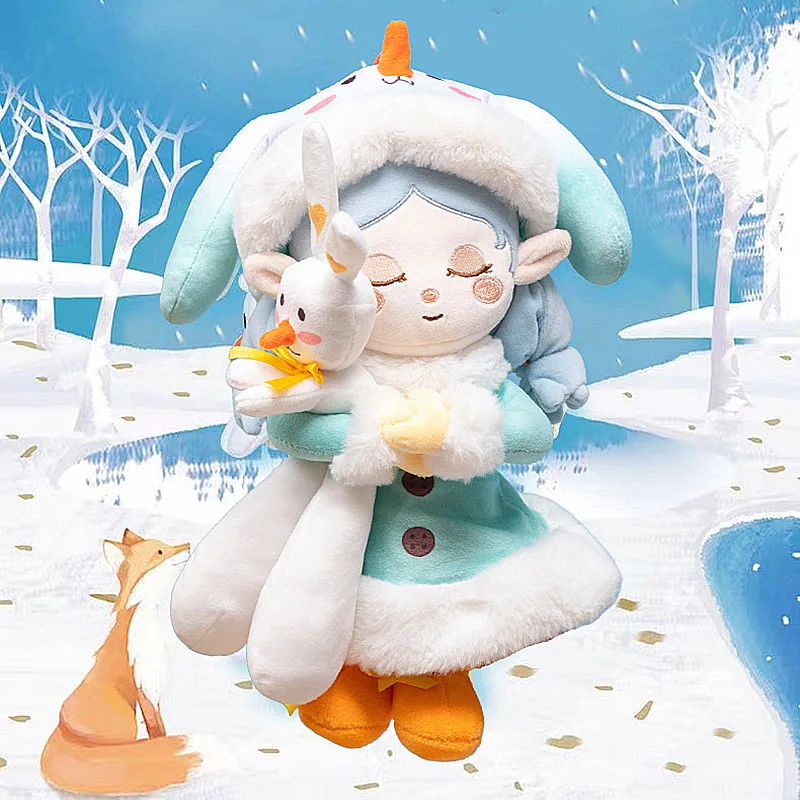 1Pc 33cm Cartoon Doll with Snowman Hat Hug Bunny Plush Toy Kawaii White Rabbit Stuffed Lovely Dolls for Kids Babys Girls Gifts 0 24m baby boys girls bonnet hat fuzzy bunny ears hat toddler infant lovely earflap beanie cap with chin straps