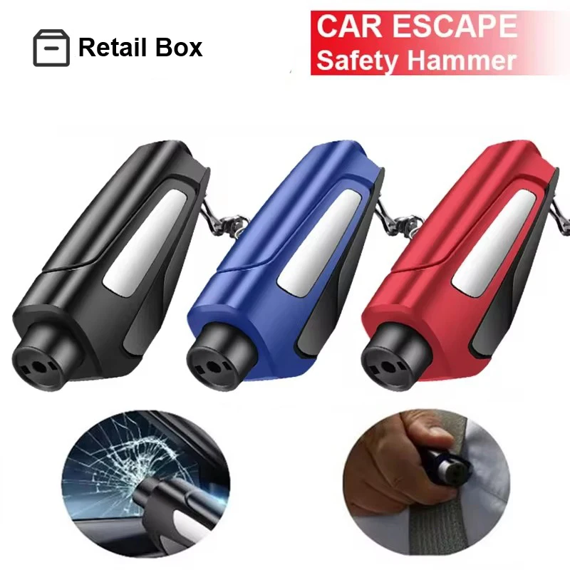 Pack De 2 Martillos De Emergencia Para Coche Ieron – Rompelunas Y Cortador De Cinturón, Con Soporte De Montaje, Punta De Tungsteno De Doble Cara