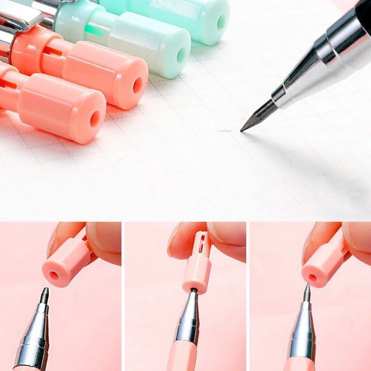 2.0mm Mechanical Pencil Comes with A Pencil Sharpener 2B Lead Core Sketching Painting Writing Stationery Supplies 3 Colors mechanical pencils