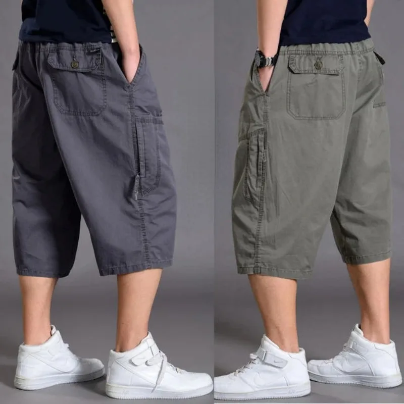 Mens Summer Oversize Fat Cotton Shorts Men Cargo Short Casual Plus Size Cropped Trouser Sport Tactical Baggy Pants Loose 5XL 6XL 4