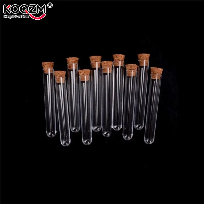 

10pcs/lot 12*75mm Plastic Test Tube With Cork 6-inch 20ml Clear Lab Experiment Favor Gift Tube Refillable Bottle
