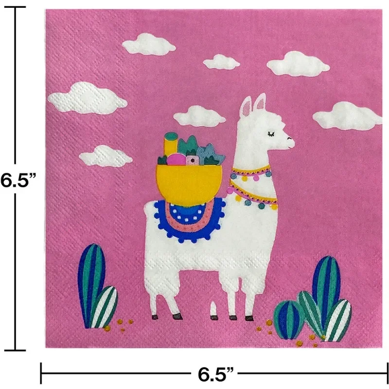 10/20pcs New Pink Alpaca Clouds Food Grade Printed Patterns Paper Towels Party Paper Placemats Commercial Napkins