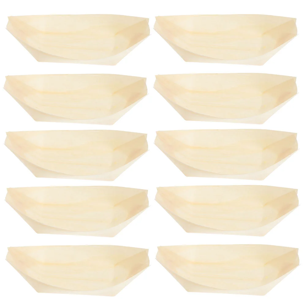 

Boat Sushi Plates Wood Tray Food Disposable Snack Serving Bowl Plate Paper Trays Container Boats Wooden Small Leaf Cheese