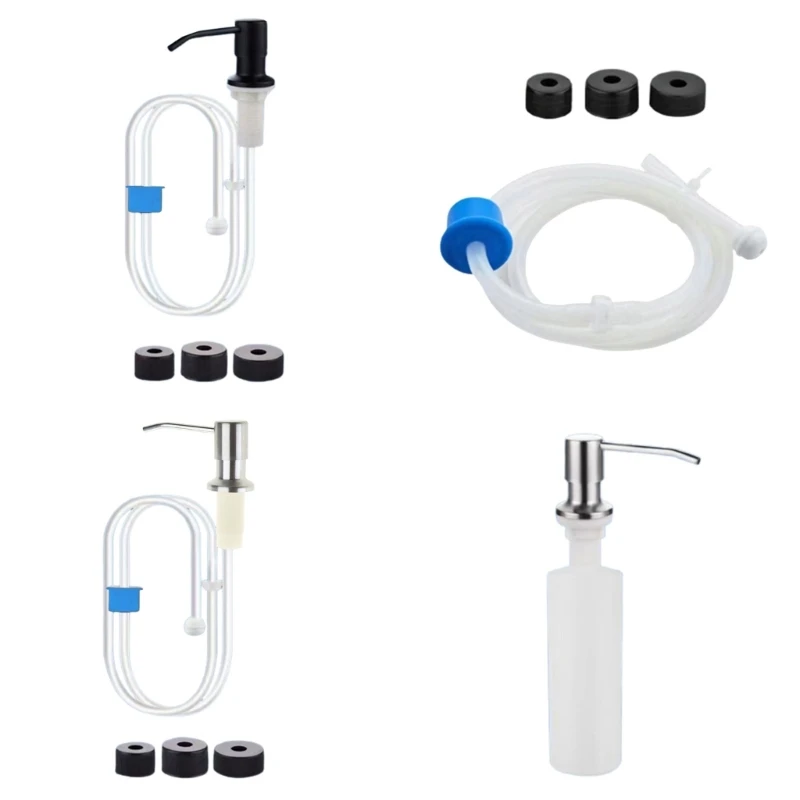 Kitchen Tool Stainless Steel Soap Dispenser with Flexible Silicone Hose for Easy Refills for Bathroom and Kitchen 3
