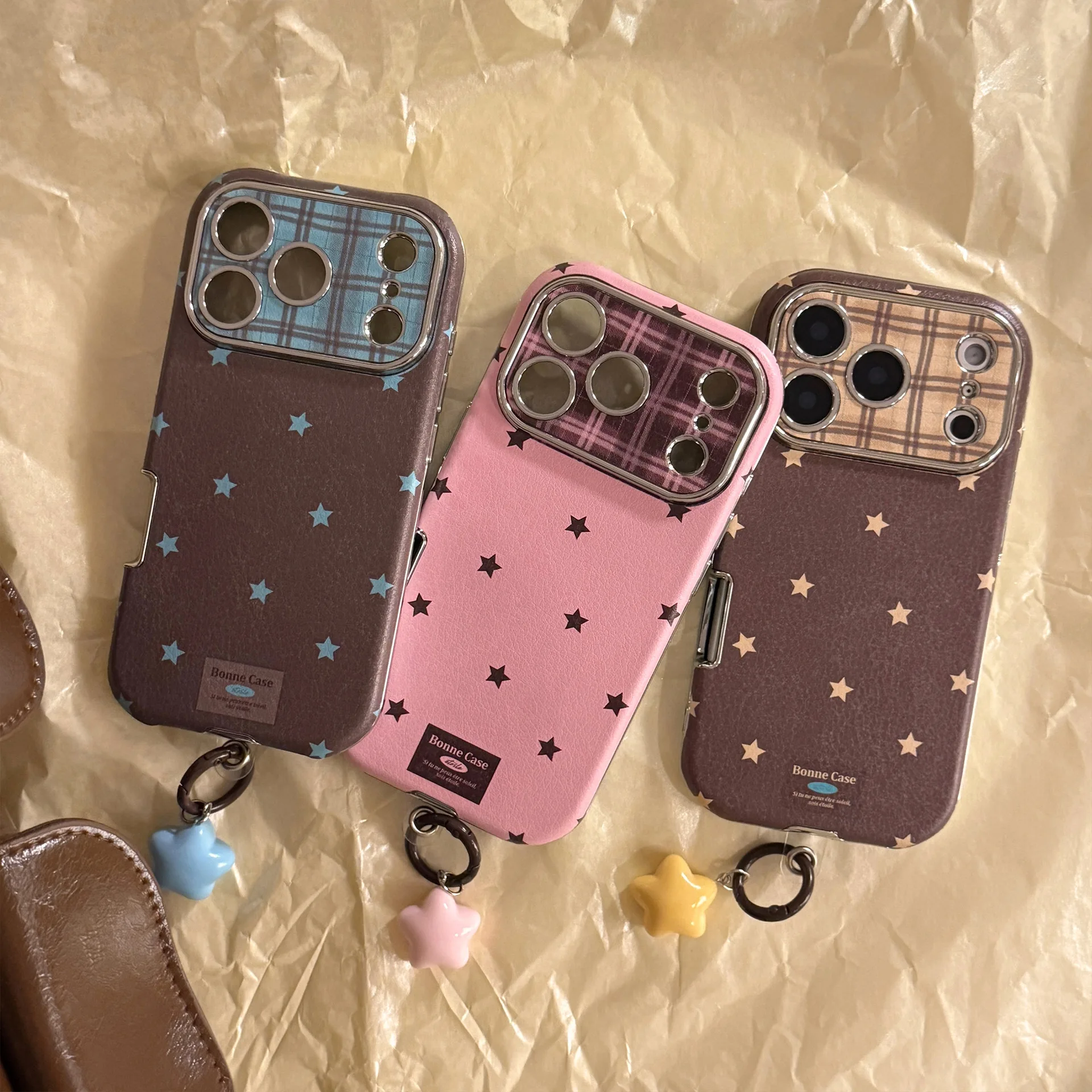 Korean Retro Stars Plating Leather Case image 6
