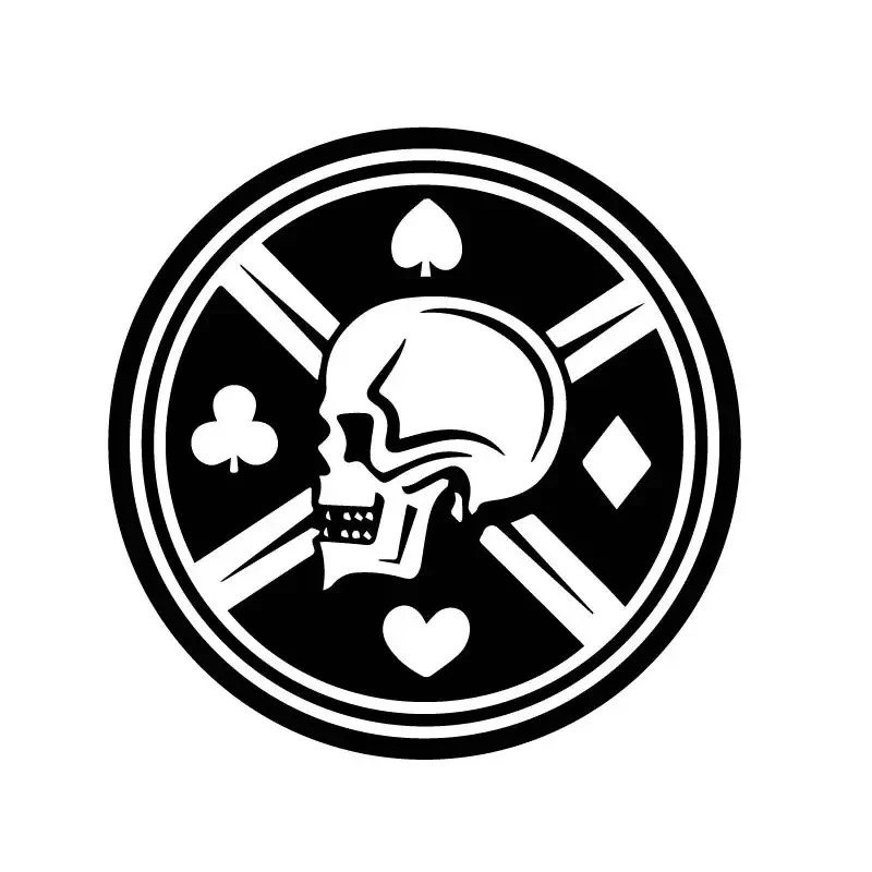 

Car Stickers Personalized Creative Stickers Skull Poker Pattern Car Decoration Waterproof and Sunscreen PVC 15*15cm