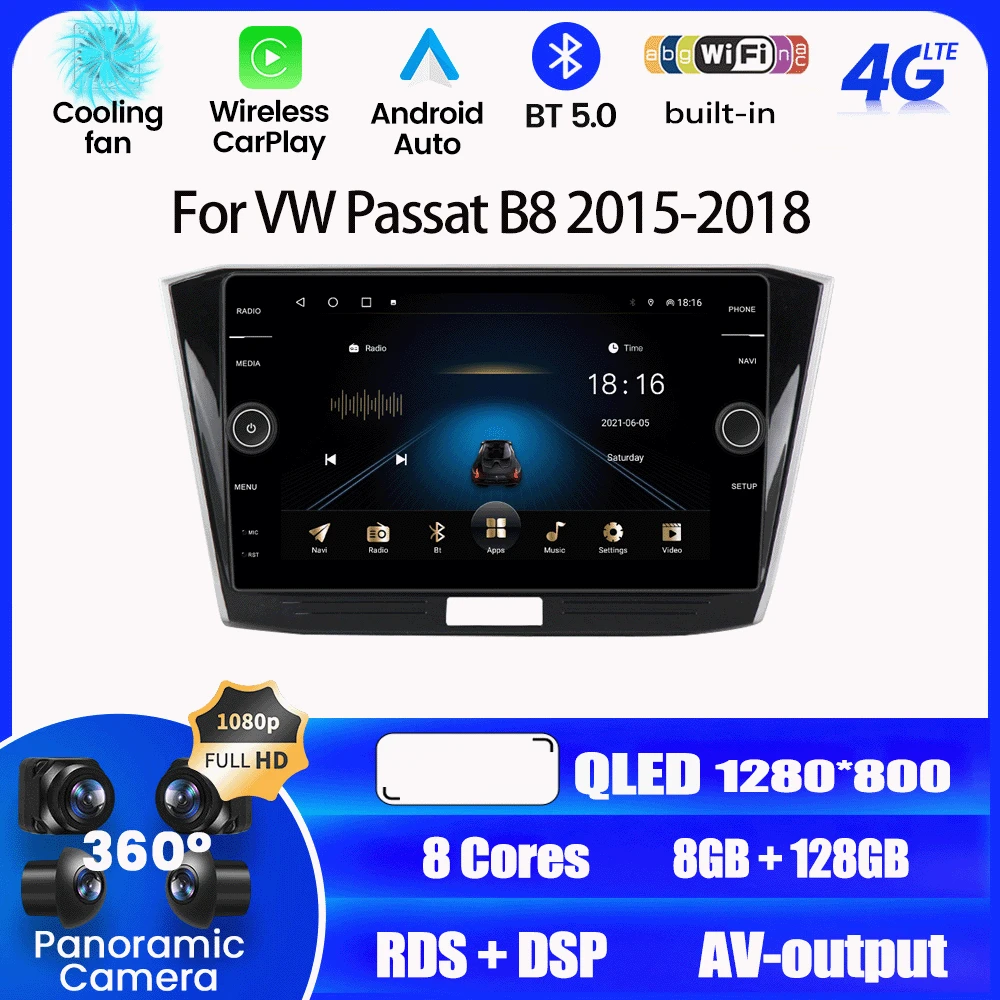 

8-ядерный автомобильный радиоприемник Android для VW/PASSAT B8 Magotan 2015-2018, автомобильный мультимедийный GPS-навигатор, радио, камера заднего вида, экран дисплея