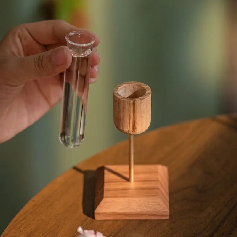Solid wood desktop creative flower arrangement style literary and simple wall hanging flower glass test tube vase small vase