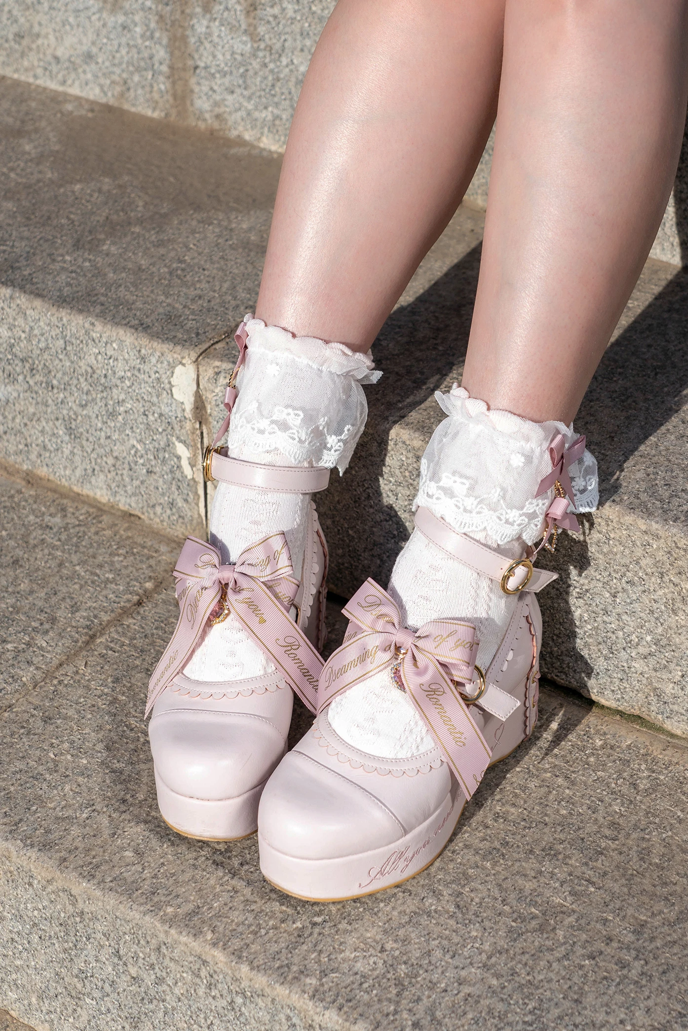 Japanese Mine Mass-Produced Letter Ribbon Shoe Clip Sweet Shoe Buckle Uniform Shoes Black Pink Hair Clips Female Girls