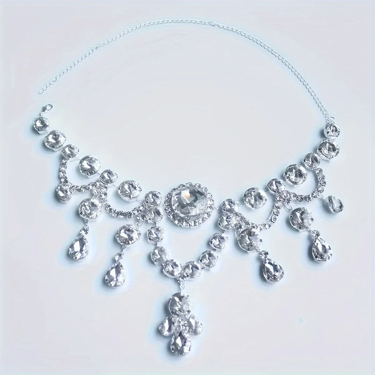 Bankett Party Glänzende Runde Strass Halskette Ohrringe Zwei-stück set frauen Abendkleid Halskette Set Schmuck Zubehör