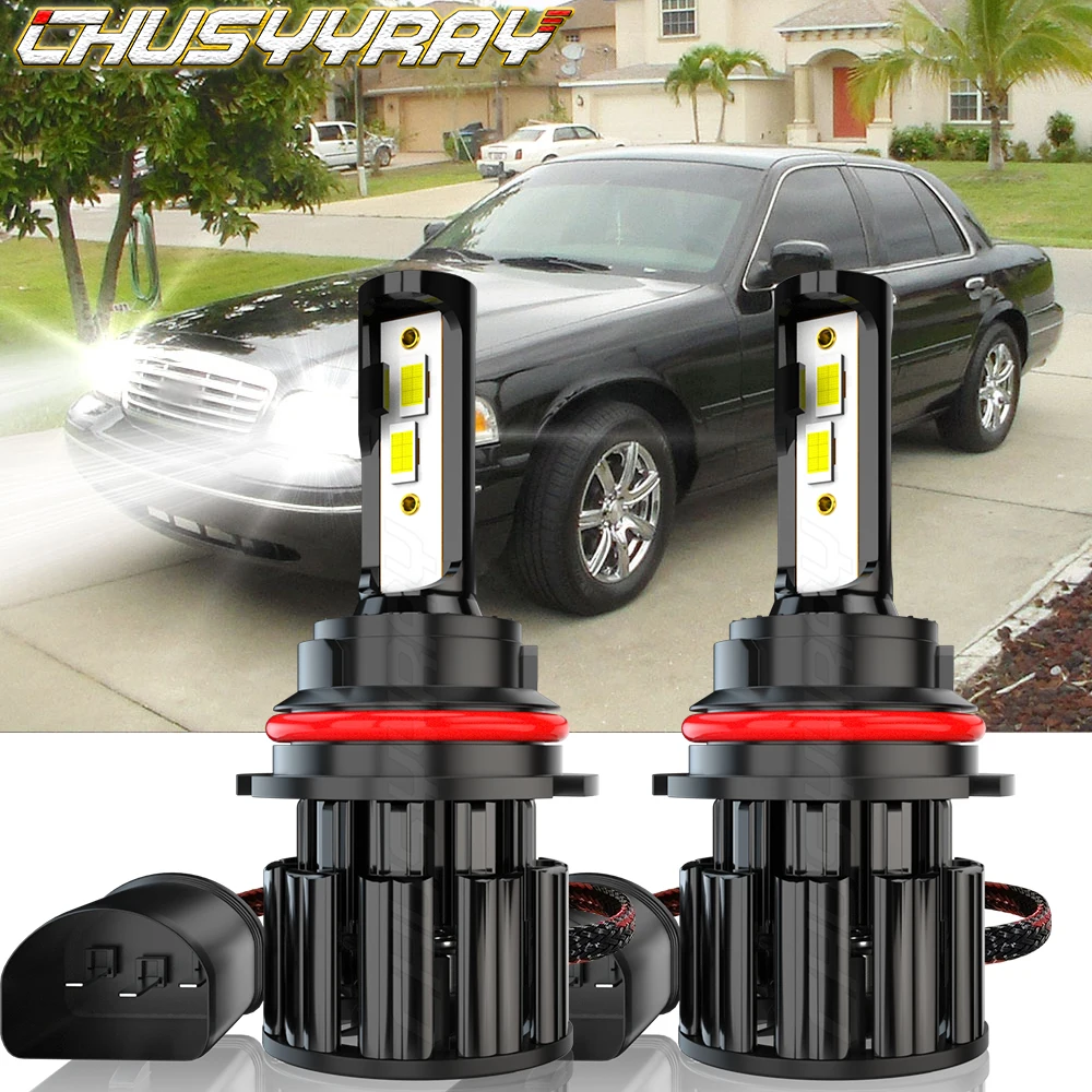 

CHUSYYRAY Car lights Compatible For FORD Crown Victoria 1998-2011-2x 9007 6000K LED Headlight Bulbs Hi/Low beam Car accsesories