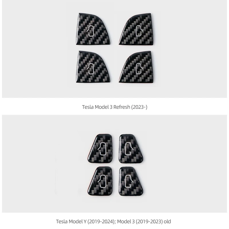 Tesla 2019-Model 3 Highland 2024 Model Y Juniper 탄소 섬유 자동차 인테리어 도어 스위치 버튼 트림 스티커 액세서리