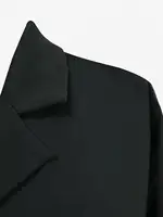 ROSEGAL Plus Size Ruched A-Line Cami Dress Set with Lapel Collar Button Long Sleeves Solid Color Women's Fashion 2 Piece Outfits - Image 2