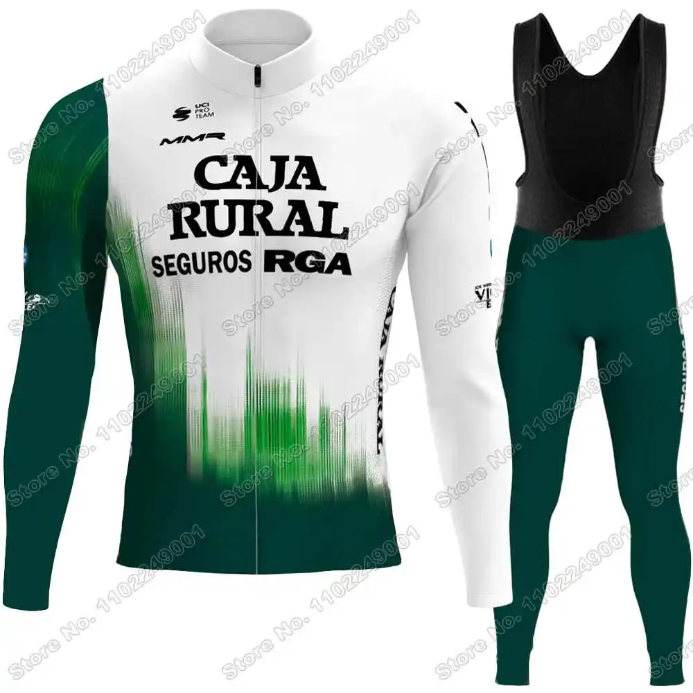 Team Caja Rural Cycling Jersey Set Autumn Winter Cycling Clothing Men Road Bike Jacket Long Sleeve Suit Bicycle Bib Tights