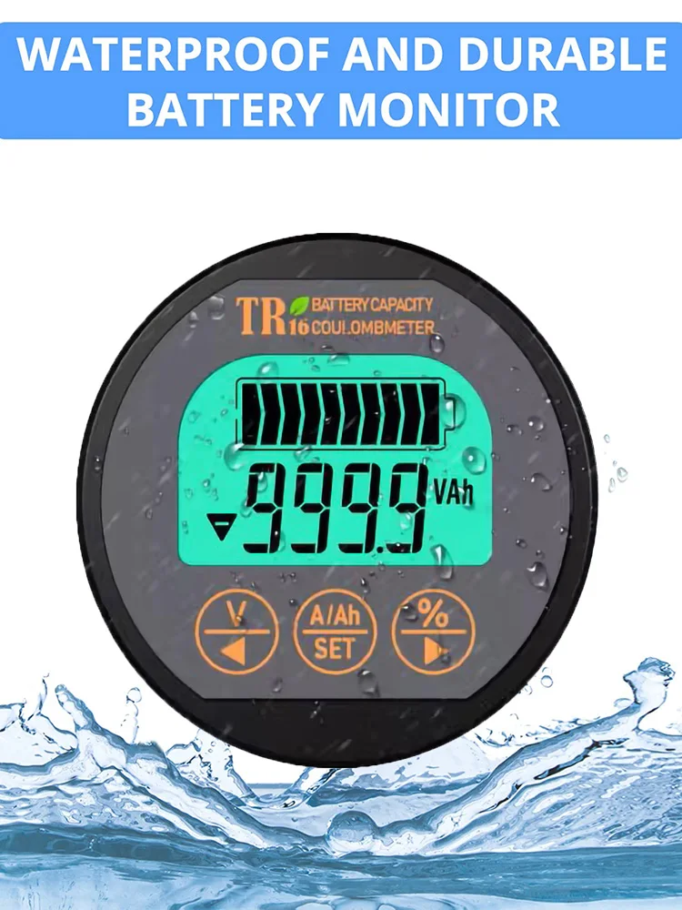TR16H Coulometer DC8-120V Batteriekapazitätstester 50A/100A/350A Digitale Kapazitätsanzeige Batterie Wasserdichtes Amperemeter Voltmeter – Detail 1