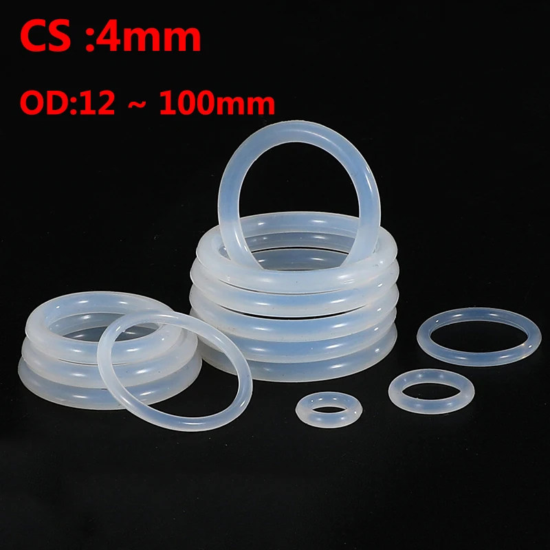 Vmq Cs 4mm Od 12 100mm Vmq White Silicone O Ring Gasket Food Grade