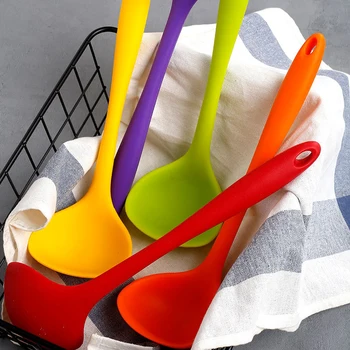 7 colori 29 cm cucchiaio da zuppa in silicone da cucina antiaderente grandi cucchiai per alimenti mestolo utensili da cucina per la casa utensile da cucina 1