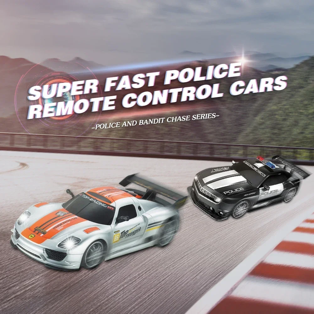 1: 12 Rc Police Cars With LED Light 2.4G Remote Control Car Models High Speed Radio Controled Machine Off-Road Drift vehicle Toy 3