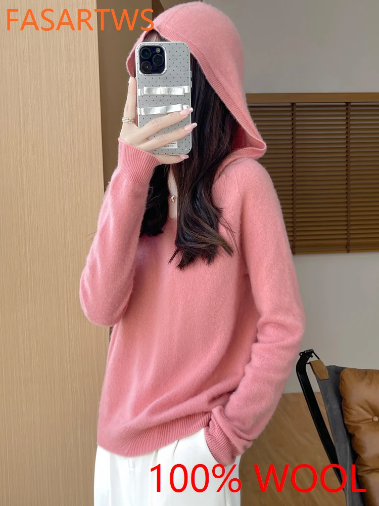 Pull à Capuche Femme Blanc, Tricot Texturé, Manches Longues – Confortable Et Décontracté (Taille L-XL)
