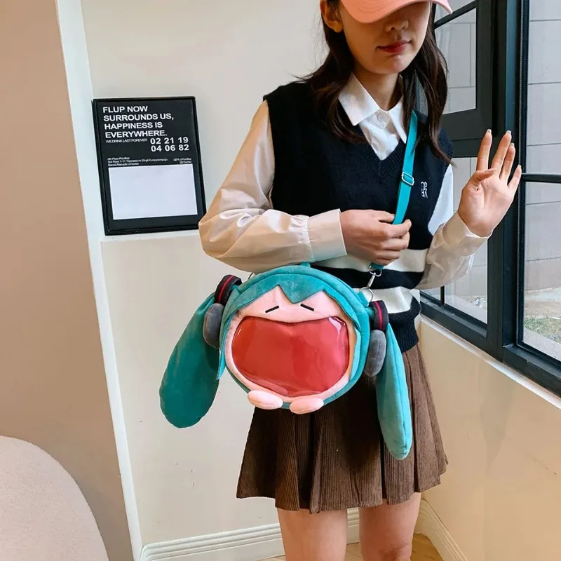 Kawaii Hatsune Miku Plush Figure Transparent Shoulder Backpack Gift