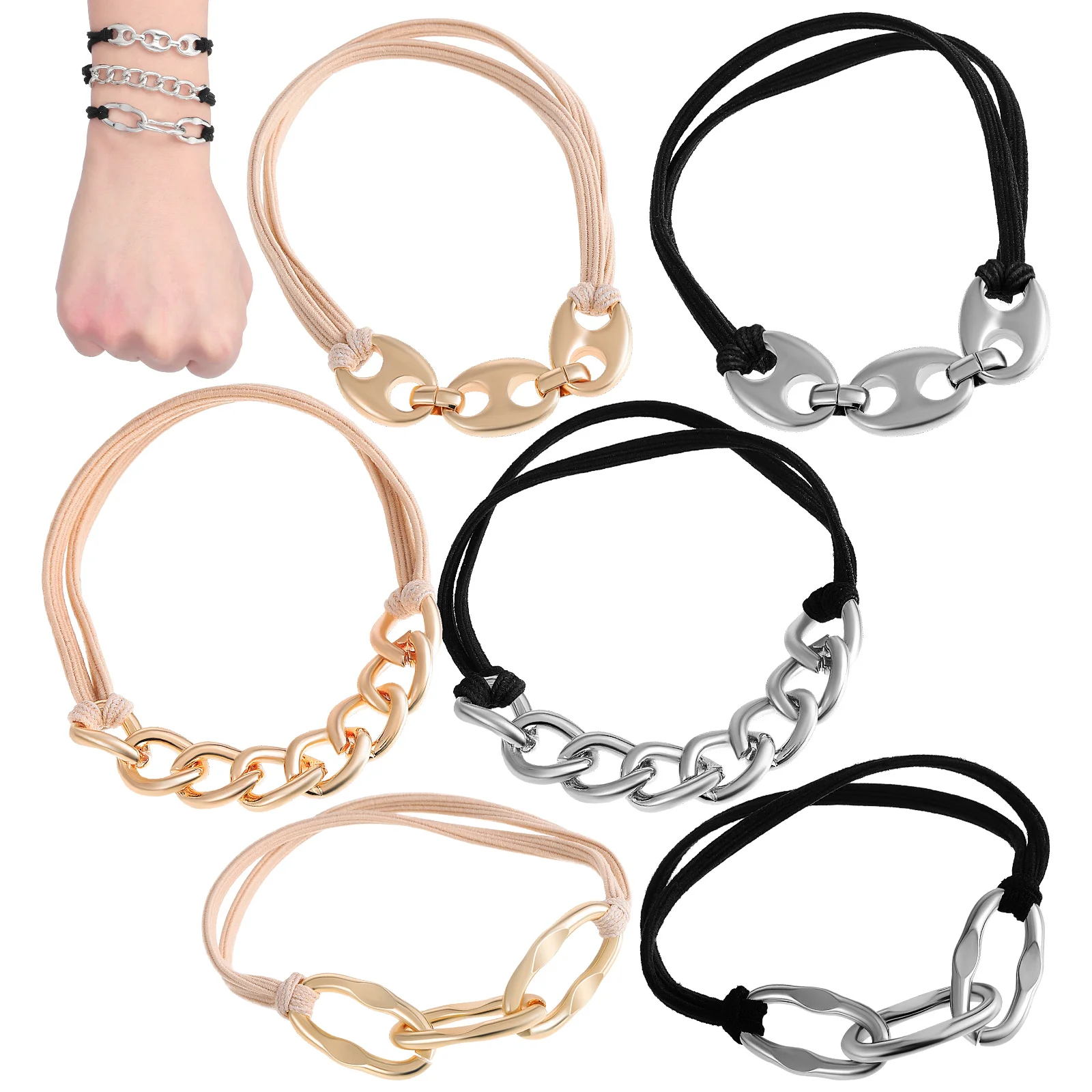 

6 Pcs Bracelet Headband Womens Bracelets Hairbands Ties for Rope Headgear Fashion Scrunchies Metal Miss Women's