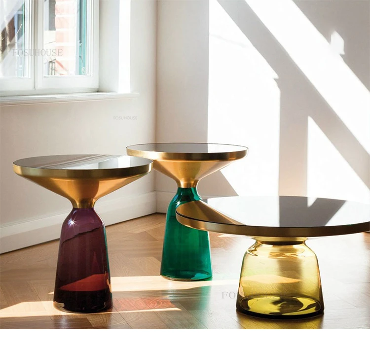 Description Picture 6 of itemTempered Glass Coffee Table for Living Room Furniture Nordic Corner Table Set Light Luxury Stainless Steel Home Round Side Table