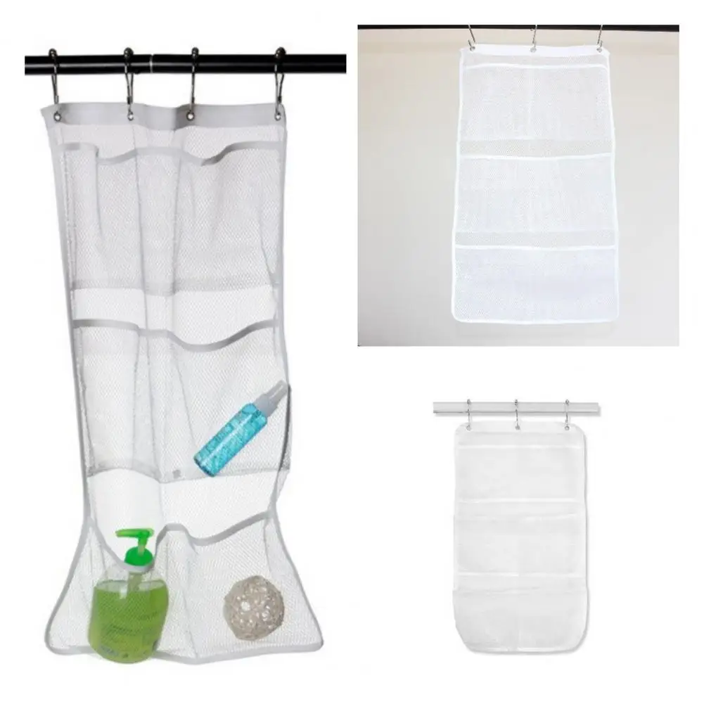Mesh Bathroom Hanging Bag Hanging Shower Caddy Capacity Bathroom Hanging Bag with Hooks for Shower Organization Quick Dry Mesh 4