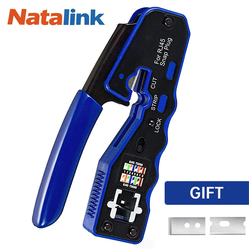Natalink RJ45 Crimp Tool Pass Through Ethernet Crimper CAT6a/6 CAT5/5e 8P8C Modular Connectors All-in-One Crimping tool