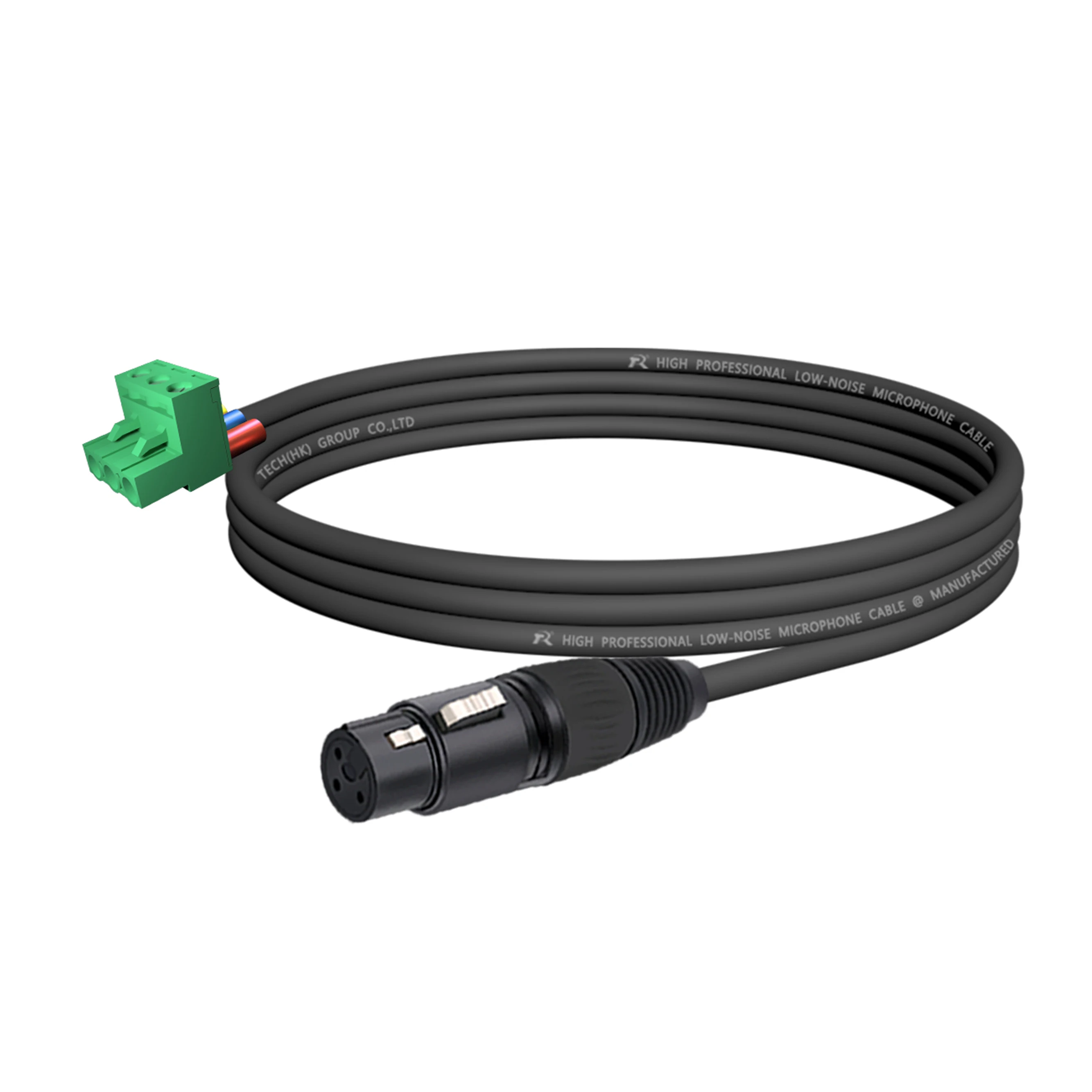 XLR-zu-PHX-Adapter, vergoldeter 3P XLR M/F zu PHX3M/2EDG 5.08 PCB Schraubklemmen-Anschlusskabel, gerändelter Endgriff, spiralförmiges Design – Detail 9