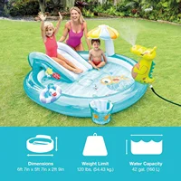 Piscine gonflable en polymère pour enfants, piscine crocodile avec toboggan, pêche au poisson 3