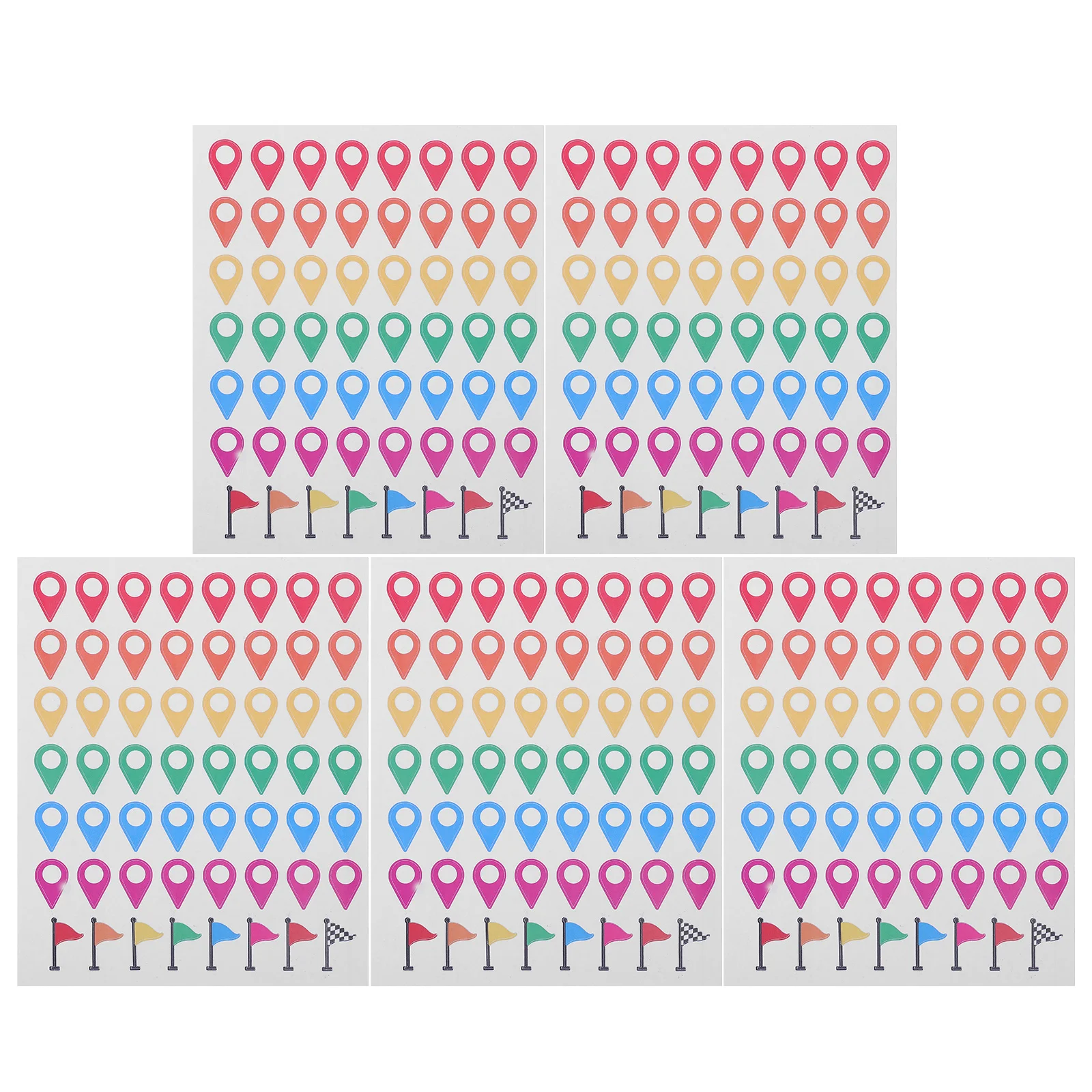 5 시트 지도 마커 스티커 여행 지도용 자체 접착 방수 라벨 교실 지리 색상 코드가 있는 점 재배치 가능