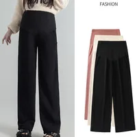 Maternity Pant Winter Plus Velvet Corduroy Maternity Pants Wide Leg Loose Clothes for Pregnant Women Casual Pregnancy Trousers 2