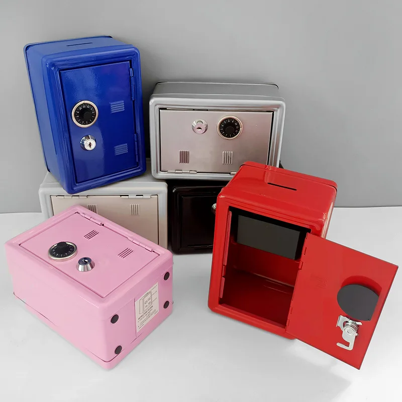

NEW Safe Box Organizer Iron Pink Desk Box Piggy Bank Metal Mini Cabinet Money Storage Box Kawaii Decorative Storage Box