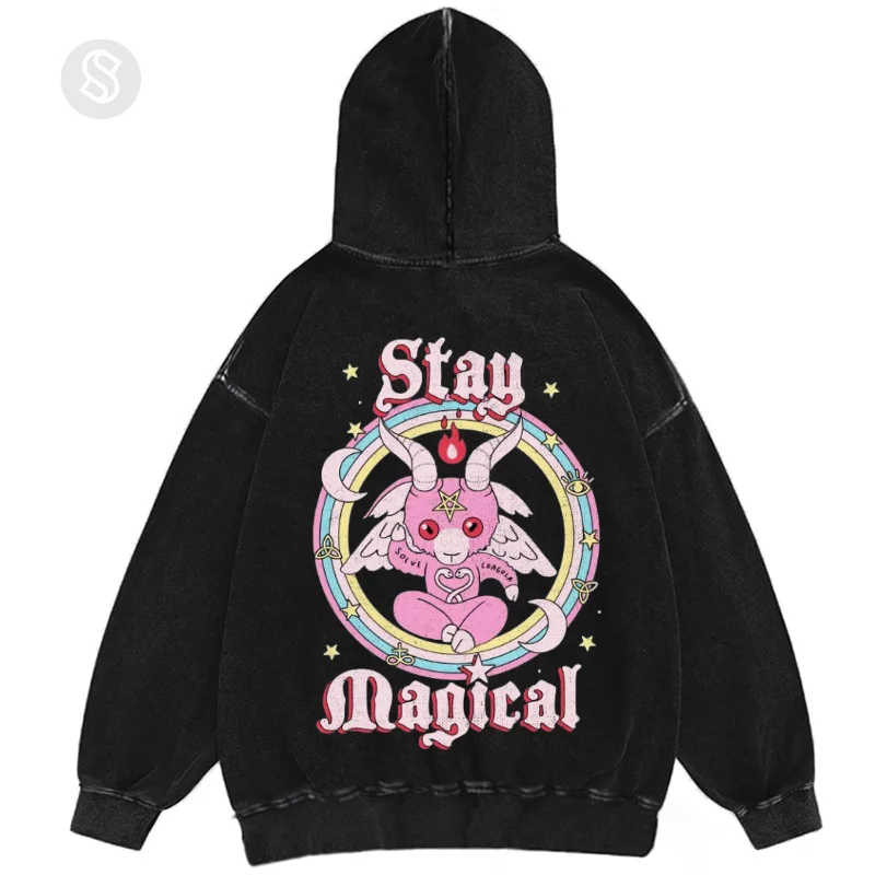 Hooded sweaters for men and women in autumn and winter, American style retro washed old couple's top and coat
