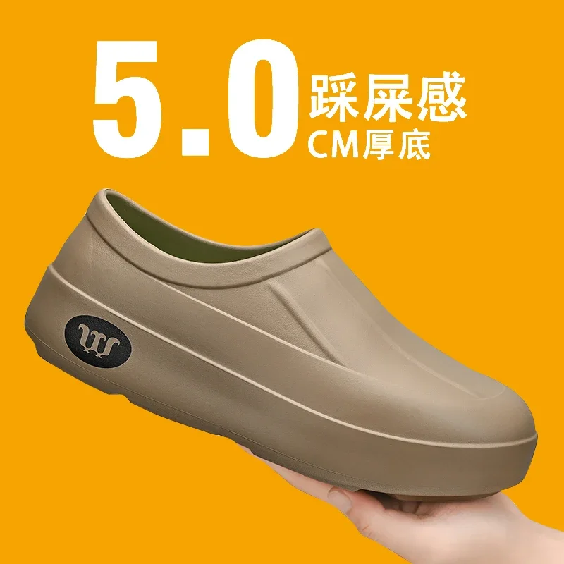 Men's Chef Shoes Oil Resistant Anti Slip Waterproof Quick Drying Luxury Slippers Thick Soles Comfortable Casual Fishing Shoes