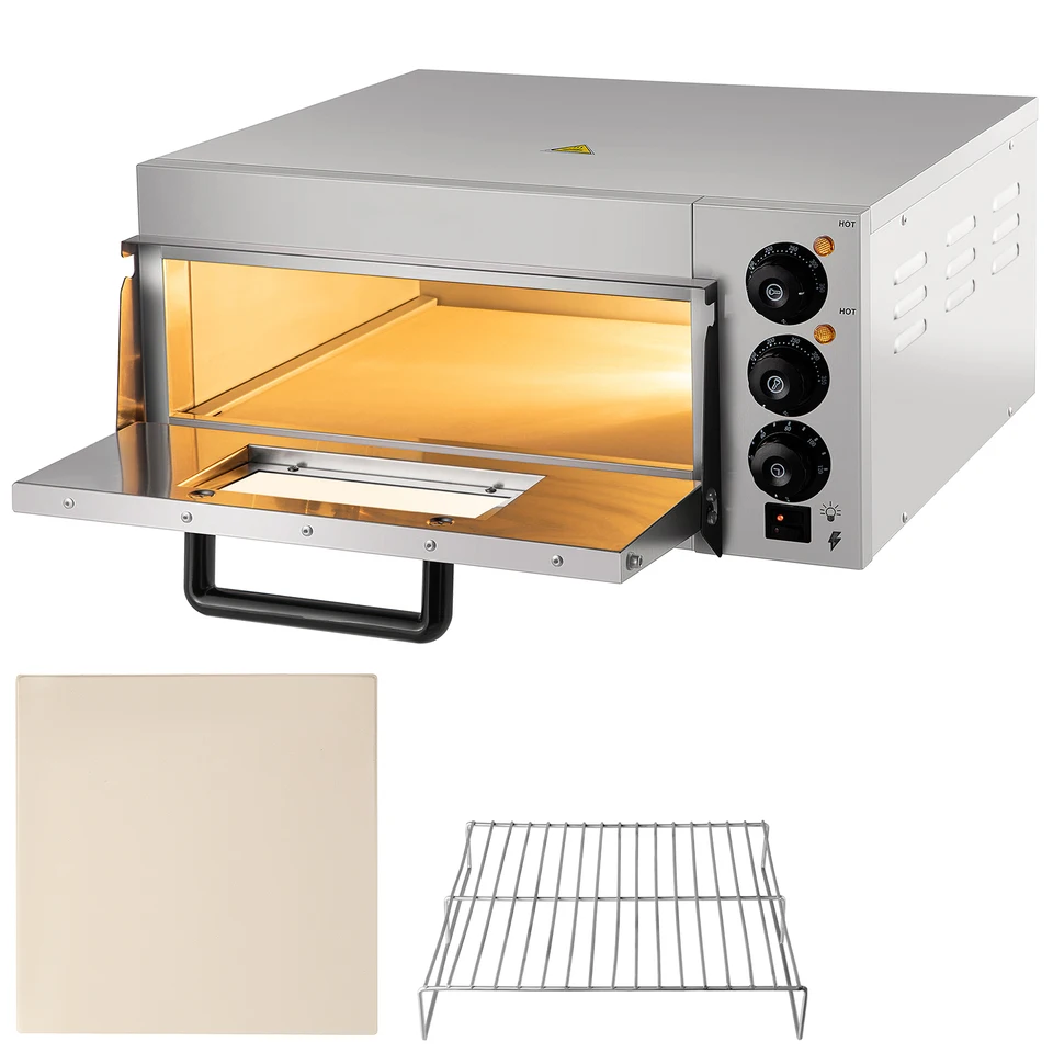 Electric Commercial Pizza Oven with Pizza Stone and Shelf