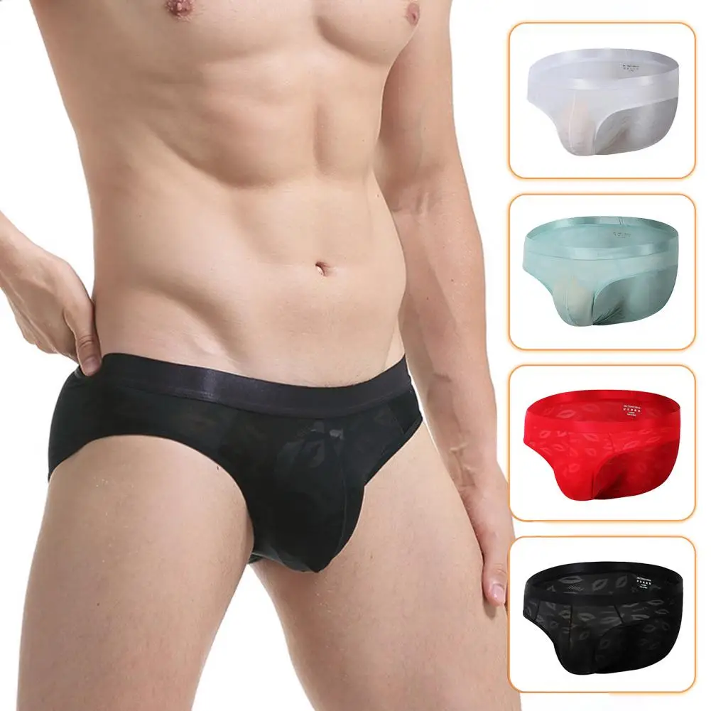 

Men Briefs Thin Low Waist Breathable U Convex Solid Color Anti-septic Underwear Elastic Daily Wear Underpants Male Clothes Sexy
